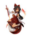  absurdres bad_id bad_pixiv_id black_hair bow checkered detached_sleeves full_body hair_bow hakurei_reimu highres holding_needle kneeling long_hair needle open_mouth pillow red_eyes shimadoriru sitting smile solo touhou transparent_background yin_yang 