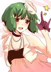  \m/ bad_id bad_pixiv_id bare_shoulders dress gloves green_hair hat hatsuko jacket jewelry macross macross_frontier necklace ranka_lee red_eyes short_hair sleeveless solo star 