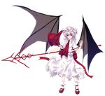  asagi_(kabocha_oukoku) bad_id bad_pixiv_id full_body hat highres polearm red_eyes remilia_scarlet ribbon short_hair solo spear spear_the_gungnir touhou transparent_background weapon wings 