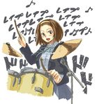  blush brown_eyes brown_hair detroit_metal_city drum hairband instrument k-on! music musical_note parody ringo_(artist) singing solo tainaka_ritsu 