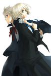  allan_twilight blonde_hair blue_ribbon bob_cut brown_hair cape edgar_portsnell formal hyu_ga male_focus multiple_boys poe_no_ichizoku profile red_ribbon ribbon school_uniform white_background 