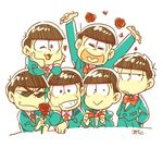  bad_id bad_twitter_id bow bowtie brothers brown_hair chin_rest flower formal hands_in_pockets heart heart_in_mouth jitome male_focus matsuno_choromatsu matsuno_ichimatsu matsuno_juushimatsu matsuno_karamatsu matsuno_osomatsu matsuno_todomatsu messy_hair multiple_boys necktie osomatsu-kun osomatsu-san pile-up pulaco rose sextuplets siblings simple_background smile suit upper_body white_background 