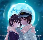  1girl admiral_(kantai_collection) christmas haguro_(kantai_collection) highres kantai_collection nodokana_yuki scarf shared_scarf snow 