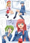  erika_(shukushou_gakuen) giantess highres manzi multiple_girls ookiku_narue school_uniform shukushou_gakuen translation_request vice_director_(shukushou_gakuen) 