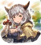  :o ? benitama blush breasts camieux capelet cleavage draph granblue_fantasy green_eyes horns large_breasts looking_at_viewer low_twintails mushroom silver_hair solo twintails upper_body 
