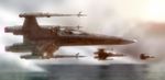  flying lake realistic science_fiction space_craft star_wars star_wars:_the_force_awakens starfighter t-70_x-wing takodana water waves x-wing 