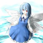  ao-shiba blue_hair feathered_wings multiple_wings red_eyes sariel sash seraph solo touhou touhou_(pc-98) wide_sleeves wings 