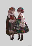  blue_eyes boots cinkai commentary dress european_clothes flower folklore green_eyes highres mary_janes multiple_girls original poland polish polish_clothes shoes traditional_clothes 