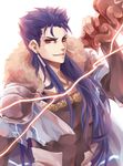  blue_hair cape cu_chulainn_(fate/grand_order) fate/grand_order fate_(series) fimyuan highres lancer male_focus solo staff 