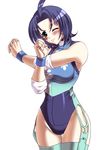  aqua_eyes blue_hair blue_leotard blush breasts leotard lucky_uchida medium_breasts one_eye_closed rigid solo wrestle_angels wrestle_angels_survivor wrestling_outfit 