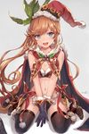 :d artist_name between_legs bikini black_gloves blue_eyes bobblehat boots breast_squeeze breasts brown_footwear cape christmas clarisse_(granblue_fantasy) cleavage cleavage_cutout curly_hair dated full_body fur_cape fur_trim gloves granblue_fantasy hair_ornament hand_between_legs hat high_heels leaf_hair_ornament long_hair looking_at_viewer midriff momoko_(momopoco) navel open_mouth orange_hair red_bikini red_cape santa_hat side-tie_bikini sitting small_breasts smile solo stomach swimsuit thighhighs v_arms very_long_hair wariza 