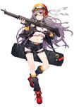  bag bandage_on_face bandages belt belt_feed bipod braid brown_eyes bullet collar commentary_request crop_top crop_top_overhang full_body girls_frontline goggles goggles_on_head gun helmet holding holding_weapon holster jacket lavender_hair leg_warmers long_hair looking_at_viewer m60 m60_(girls_frontline) machine_gun midriff mika_pikazo navel shoes short_shorts shorts sneakers solo thigh_holster thigh_strap trigger_discipline very_long_hair weapon 