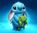  alien amphibian beady_eyes blue_background blue_fur claws cute digital_media_(artwork) duo experiment_(species) feral frog fur green_eyes green_skin lilo_and_stitch male multi_limb multiple_arms simple_background stitch unknown_artist 