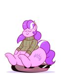  animated anonymous blush bouncing clothing crown cutie_mark diamond_tiara_(mlp) equine eyes_closed eyewear feral friendship_is_magic hair horse mammal multicolored_hair my_little_pony obese overweight pony secretgoombaman12345 sitting slightly_chubby smile sunglasses sweater tumblr two_tone_hair 
