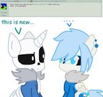  ... bone clothing confusion cutie_mark deviantart dialogue duo ear_piercing english_text equine fan_character feral hair hoodie horn horse jacket male mammal my_little_pony pegasus piercing pinksonic42 ponification pony question sans_(undertale) screencap skeleton text undertale unicorn video_games wings 