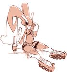  band-aid bandage clothing female inline_skates lopunny nintendo pok&eacute;mon sho_shibamoto shorts simple_background solo tomboy video_games white_background 