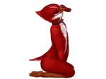  2015 anonymous_artist anthro avian avian_(starbound) beak bird brown_eyes chest_tuft collar cum cum_on_face disembodied_penis erection feathers fur hi_res maladash male nude penis red_feathers simple_background smile starbound submissive talons tuft video_games white_feathers 