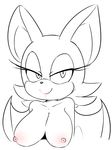  2015 anthro areola bat bedroom_eyes big_breasts black_nose breasts eyelashes female hair half-closed_eyes hearlesssoul hi_res looking_at_viewer mammal nipples nude presenting rouge_the_bat seductive simple_background smile solo sonic_(series) video_games wings 