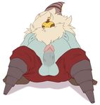  balls bard_(lol) beard clothing cum cum_on_penis erection facial_hair fwuffyfurry hair hi_res league_of_legends long_hair lying male mask on_back pants penis simple_background solo spread_legs spreading vein veiny_penis video_games 