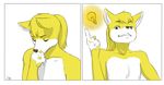  2015 anthro aogami bust_portrait canine cum cum_on_hand fox fur hi_res light_bulb looking_at_viewer male mammal miles_yellow mileymouse nude solo thinking 