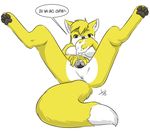  2015 animal_genitalia anthro anus aogami big_breasts black_pussy bottomless breasts butt canine clitoris clothed clothing cum cum_on_hand digitigrade english_text feet female fox half-dressed impregnation legs_up lying mammal miles_yellow mileymouse nude on_back paws pussy spread_legs spreading text toes vaginal 