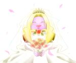  artist_request blonde_hair blush bouquet clothing dress eyes_closed female hair jynx lips nintendo no_humans pok&eacute;mon pokemon simple_background solo unknown_artist video_games wedding_dress 