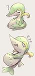  ambiguous_gender looking_pleasured nintendo open_mouth pok&eacute;mon reptile scalie snivy sweat video_games ぼけー_(artist) 