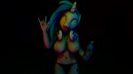  3d_(artwork) beats beverage breasts cgi clothed clothing cutie_mark devil_horns digital_media_(artwork) equine eyes_closed food friendship_is_magic front_view half-dressed happy headphones hi_res horn horse ipwnd mammal mountain_dew musical_note my_little_pony navel nipples panties pony smile soda source_filmmaker tongue topless underwear unicorn vinyl_scratch_(mlp) 