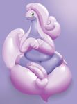  anthro balls belly big_belly goodra green_eyes hi_res male mcnasty navel nintendo overweight penis pok&eacute;mon solo video_games 