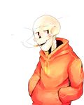  2015 alpha_channel bone cigarette clothing cute hi_res male monster papyrus_(undertale) pkbunny red_eyes simple_background skeleton smile smoke smoking solo transparent_background undertale video_games 