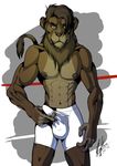  2015 abs anthro areola biceps big_muscles blue_eyes bulge clothed clothing digital_media_(artwork) erection erection_under_clothes feline fighting_ring fur hair half-closed_eyes half-dressed hi_res legwear lion lonewolf_(343) looking_at_viewer male mammal mane masturbation muscular muscular_male navel nipples pecs pinup pose simple_background solo standing stroking tenting tights topless torso whiskers 