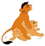  2015 anal anal_penetration anus balls barbs cub digital_media_(artwork) digitigrade disney duo erection eye_scar eyes_closed facial_scar feline female feral feral_on_feral flat_colors from_behind hi_res lion male male/female mammal mounting nala open_mouth penetration penis perineum pussy quadruped scar sex sheath signature simple_background the_lion_king vilani white_background young 