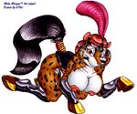  anthro badgerben bdsm bit_gag bondage bound bound_tail breasts crawling feline female feral gag hair hooves mammal mane nipples petplay ponyplay ponytail roleplay saddle simple_background smile solo tiger white_background 