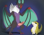  balls barefoot digital_media_(artwork) duo erection eye_contact feral holding_penis looking_up male male/male nintendo noivern nude penis pok&eacute;mon precum sandshrew seyrmo signature size_difference slightly_chubby spread_wings standing video_games winged_arms wings 