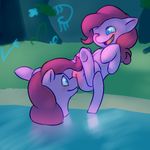  2015 earth_pony equine female female/female feral friendship_is_magic fur hair hand_on_hip horse incest kirandash licking lying mammal my_little_pony on_back one_eye_closed open_mouth partially_submerged pink_hair pinkie_pie_(mlp) pony pussy raised_leg sibling simple_background smile spread_legs spreading tongue tongue_out twincest twins underhoof 