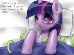  2015 absurd_res bed blanket blush consentacles dialogue english_text equine female friendship_is_magic fur goo hair hi_res horn mammal my_little_pony nana_gel open_mouth pillow purple_eyes purple_fur purple_hair simple_background slime solo tentacles text twilight_sparkle_(mlp) unicorn 