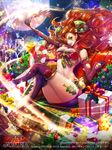  2010 big_hair boots breasts christmas dated elbow_gloves flogger furyou_michi_~gang_road~ gloves hair_over_one_eye highres large_breasts lipstick long_hair makeup official_art red_hair short_shorts shorts sitting smile solo tajima_yukie thigh_boots thighhighs thighs 