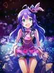  anaroguya blue_eyes hat idolmaster idolmaster_million_live! long_hair looking_at_viewer mini_hat open_mouth purple_hair solo 