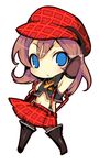  alisa_ilinichina_amiella armpits arms_up banned_artist blue_eyes blush boots cabbie_hat chibi elbow_gloves fingerless_gloves full_body gloves god_eater god_eater_burst hat long_hair looking_at_viewer navel pantyhose silver_hair simple_background skirt solo tetsubuta thigh_boots thighhighs white_background 