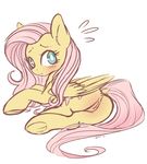  2015 anus blush butt dock equine female feral fluttershy_(mlp) friendship_is_magic hair iatric long_hair mammal my_little_pony pegasus pink_hair pussy simple_background solo underhoof white_background wings 