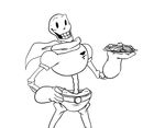  ambiguous_gender angry animated animated_thought_bubble bandanna black_and_white bone canine costume dog feral food group happy male mammal monochrome monster papyrus_(undertale) pasta sans_(undertale) skeleton skull spaghetti undertale video_games 