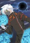  chain cloud cloudy_sky dutch_angle elsword glave_(elsword) gloves male_focus mask moon shironekojr sky solo white_gloves white_hair 