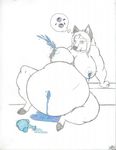  anthro belly blueberry_(fruit) breasts bulge cervine deer female food forced fruit fur gaping_nipples hair inflation mammal navel navel_ejaculation nipples slightly_chubby wad 