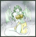  anthro clothed clothing dragon female horn invalid_tag koshkio looking_at_viewer scales scalie solfira solo standing the_clan tribal wings 