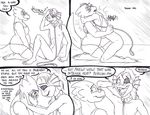  after_sex alphys anthro blush breasts claws collar comic duo eyewear female female/female glasses leash marine nipples nude reptile scalie sex small_breasts toe_claws tongue undertaild undertale undyne vaginal video_games 