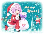  bag christmas company_connection compile_heart d-pad d-pad_hair_ornament fairy_fencer_f finger_to_mouth gift hair_ornament hat idea_factory long_hair looking_at_viewer neptune_(choujigen_game_neptune) neptune_(series) official_art pipin_(fairy_fencer_f) purple_eyes purple_hair santa_costume santa_hat smile snowflakes solo striped striped_legwear tsunako 