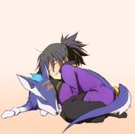  black_hair chibi dog male_focus ponytail raven_(tales) repede sleeping solo tales_of_(series) tales_of_vesperia yoshida_nishi 