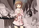  bad_end bob_cut brown_eyes brown_hair death dog fukimin hagiwara_yukiho hoshii_miki idolmaster idolmaster_(classic) kikuchi_makoto multiple_girls sepia short_hair shovel yandere 