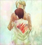  2boys axis_powers_hetalia bruise eyes_closed injury lithuania_(hetalia) male male_focus multiple_boys open_clothes open_shirt russia_(hetalia) scar scars shirt undressing yaoi 