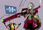  bad_id bad_pixiv_id borderlands claptrap dress green_hair gun hyperion_(borderlands) kimura_akiyoshi red_eyes rifle short_hair solo trigger_discipline weapon 